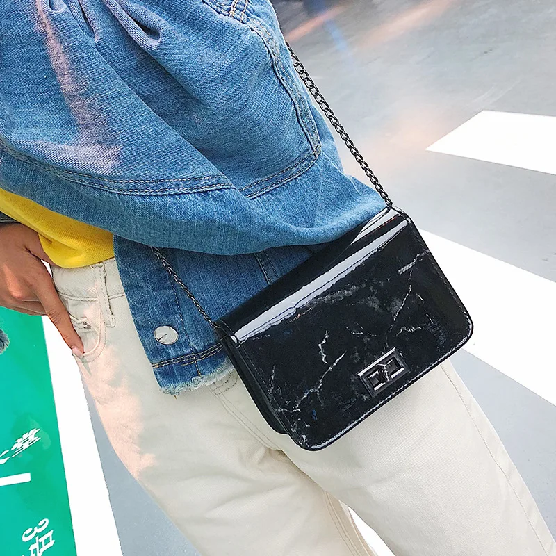 

Soft Pu Leather Women Handbags Stone Pattern Chain Tote Bags Small Women Casual Flap Crossbody Bags 2020 Buckle Shoulder Bag