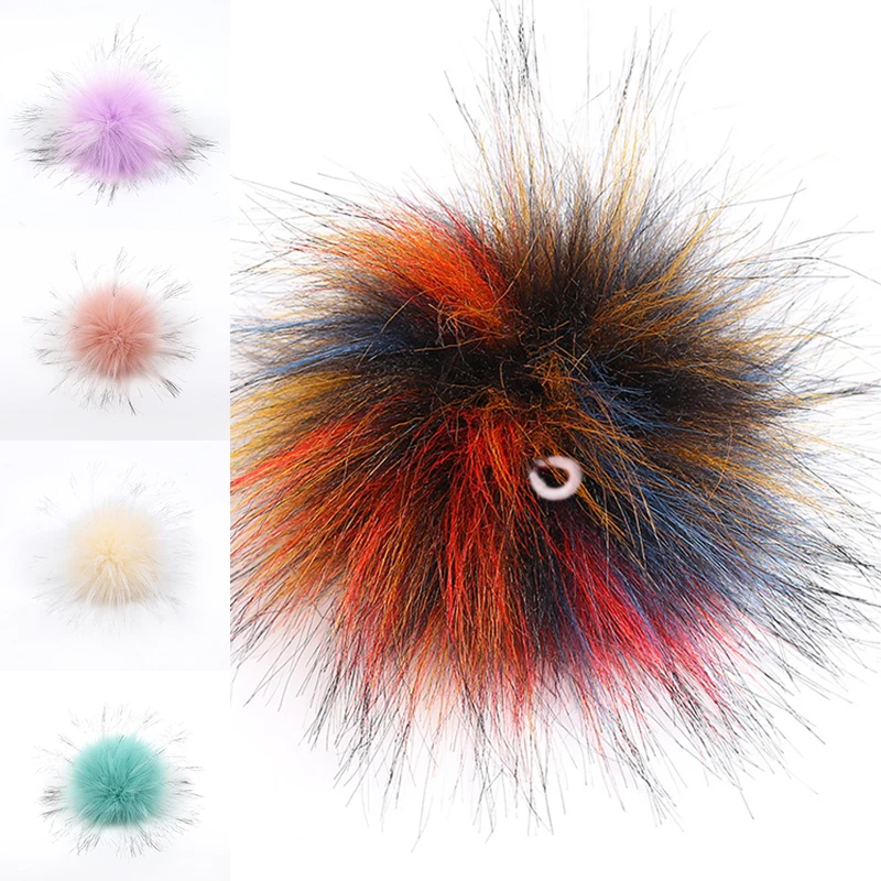 Помпоны из искусственного кроличьего меха 10 см большие пушистые для