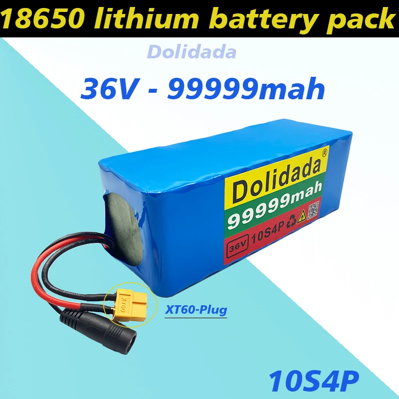 

36V 10s4p 99999mAh 1000W large capacity 18650 lithium battery pack electric bicycle scooter with BMS XT60 plug