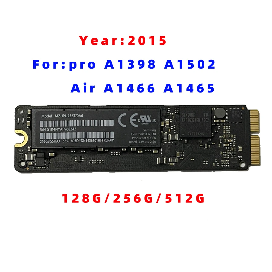 Оригинальный твердотельный накопитель 128G 256G 512G SSD для 2015 2016 2017 Macbook Pro Retina A1502 A1398 Air