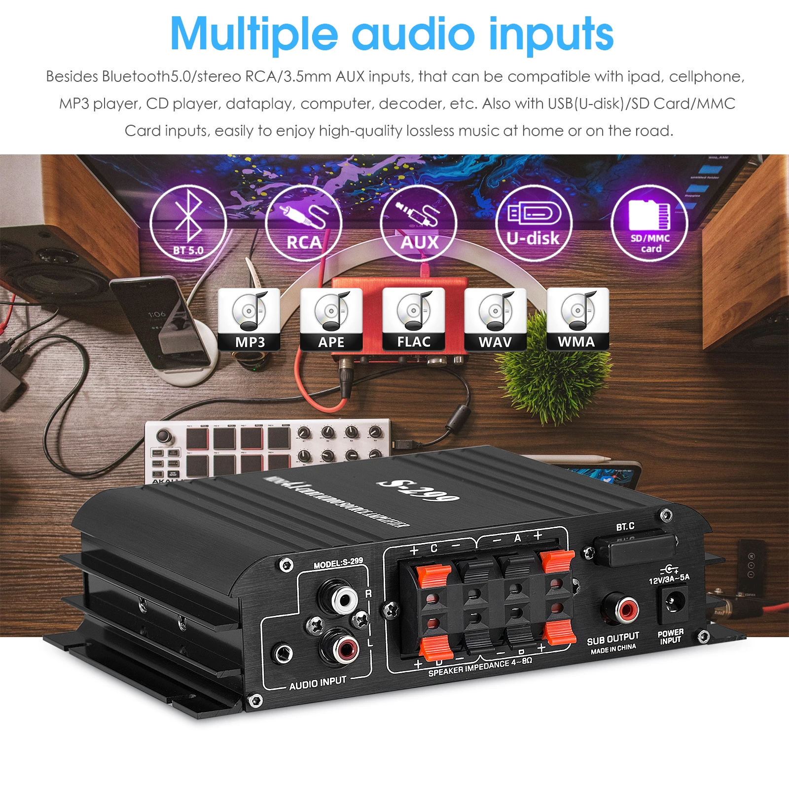 Douk Audio Home/Car/Marine 4 канальный цифровой усилитель стерео Bluetooth 5 0|Усилители мощности| |
