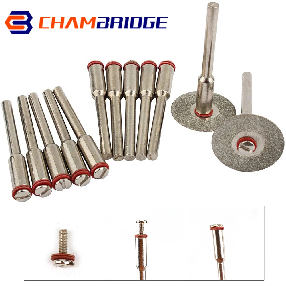 

10pcs/set 2.35/3mm Diamond Cutting Disc Mandrels Polishing Wheel Mandrel Cutting Wheel Holder for Rotary Tool Dremel Accessories