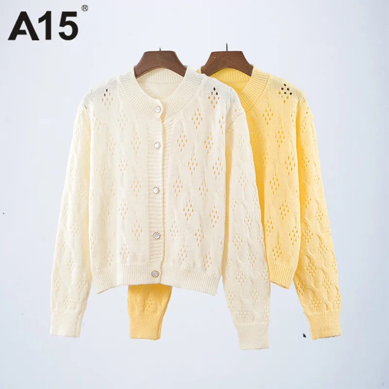 

Женский короткий кардиган A15, вязаный свитер, джемпер с длинным рукавом, повседневный элегантный Модный жакет, осень 2021