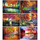 Алмазная живопись 5D DIY AB с деревом, полная картина, квадратный домашний декор, алмазная вышивка, осенний ландшафт, ландшафт, искусство
