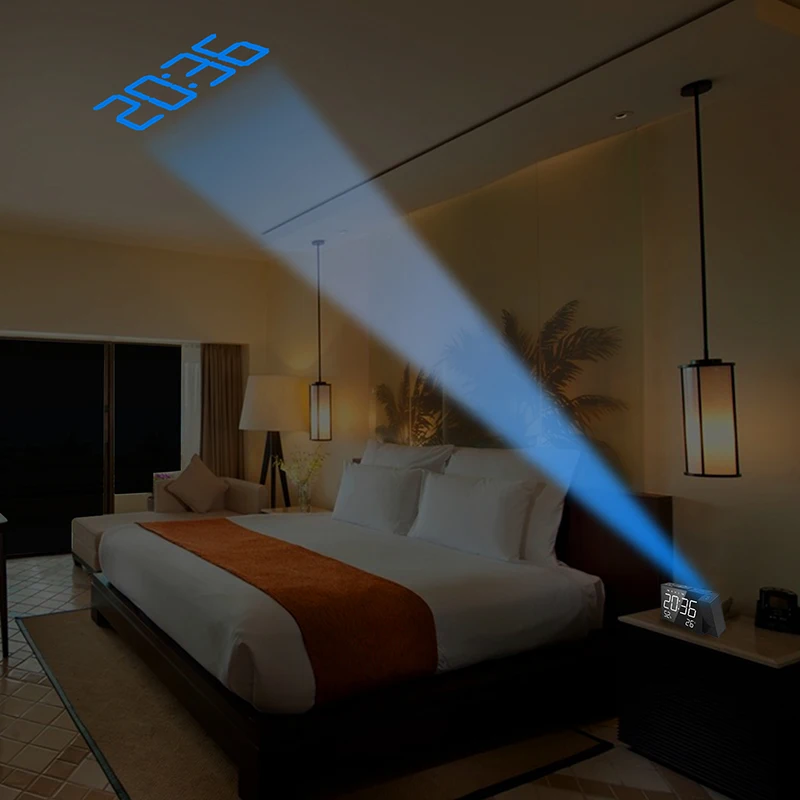 Цифровой проектор часы Bluetooth радио будильник динамик температура 2 USB порты