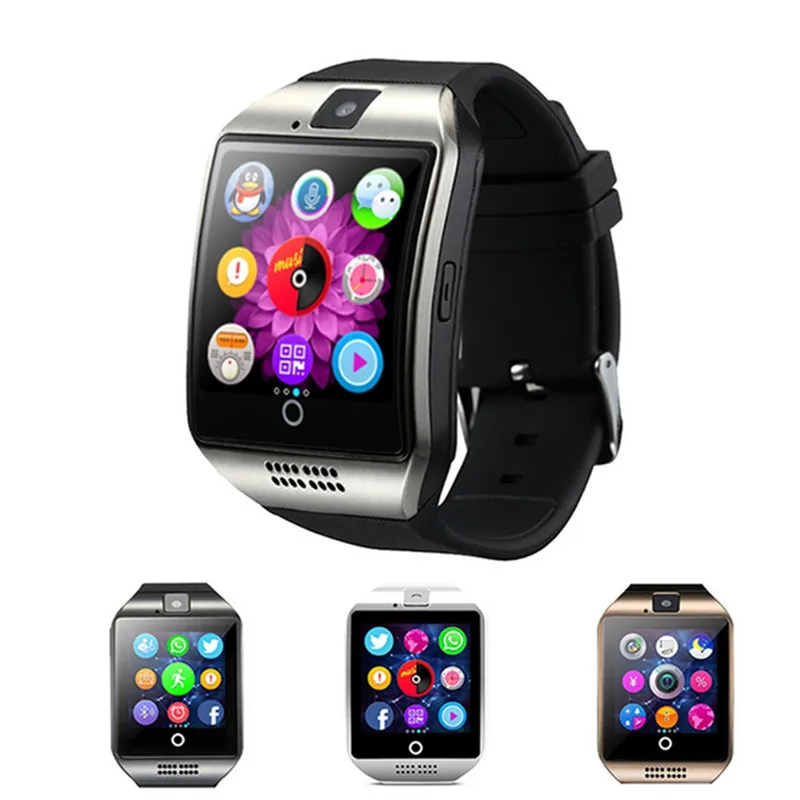 Bluetooth Смарт часы Q18 с камерой Facebook Whatsapp Twitter Синхронизация SMS Smartwatch поддержка SIM TF