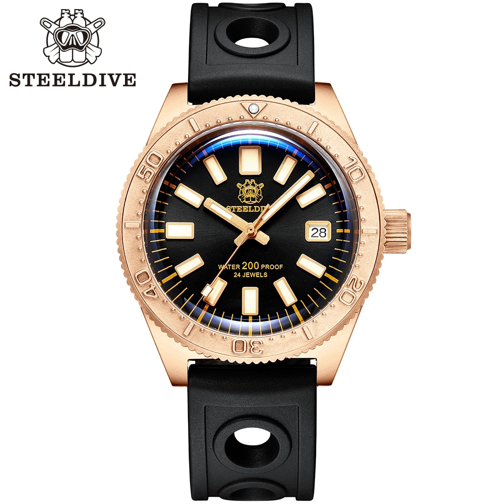 STEELDIVE 1962S CuSn8 бронзовые автоматические часы NH35 сапфировые механические для
