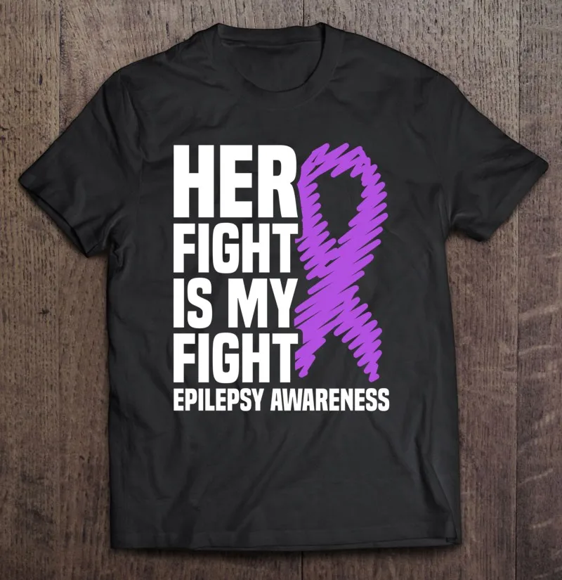 Футболка с надписью Her Fight Моя борьба Фиолетовая лента для информирования о