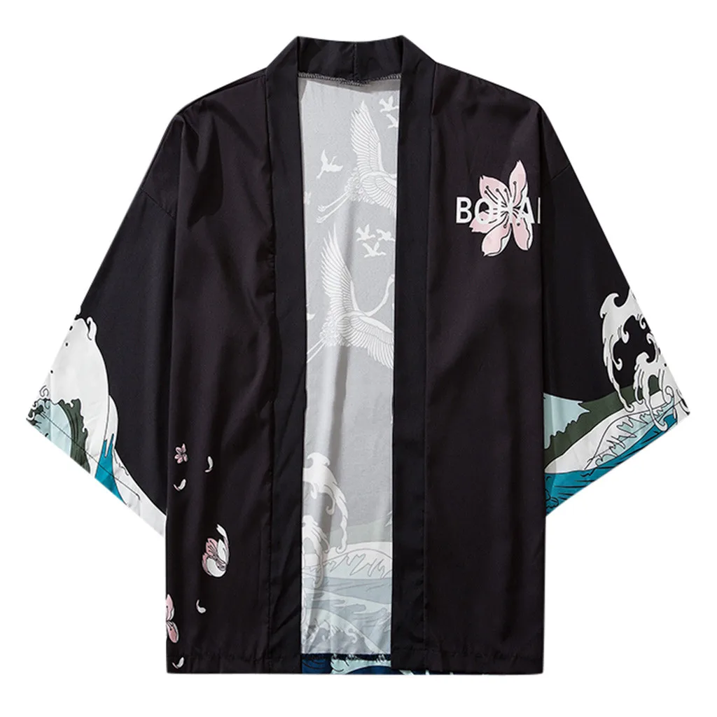 Japanese Kimono Costume Japan Cardigan Traditional Clothing Kimomo Asia Women Haori Loose Blouse | Мужская одежда