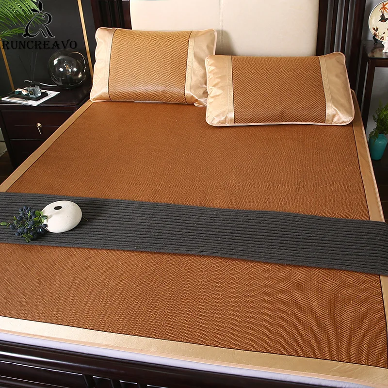 Summer Mat and Rattan 3-piece Single Double Dormitory Collapsible Bedding Sets Cool Mattress | Мебель