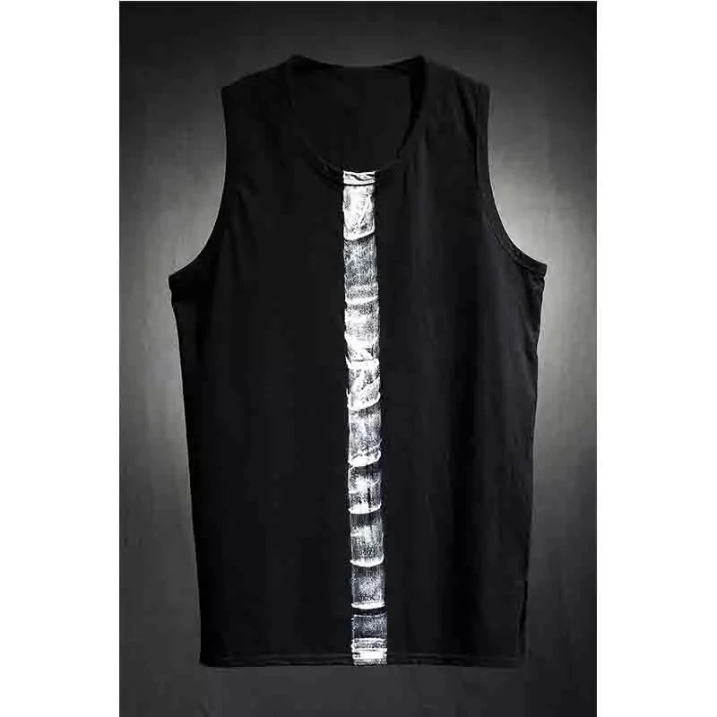 

Men's new thick stripe coating trendy long vest personalized slim hip hop street performance stage large