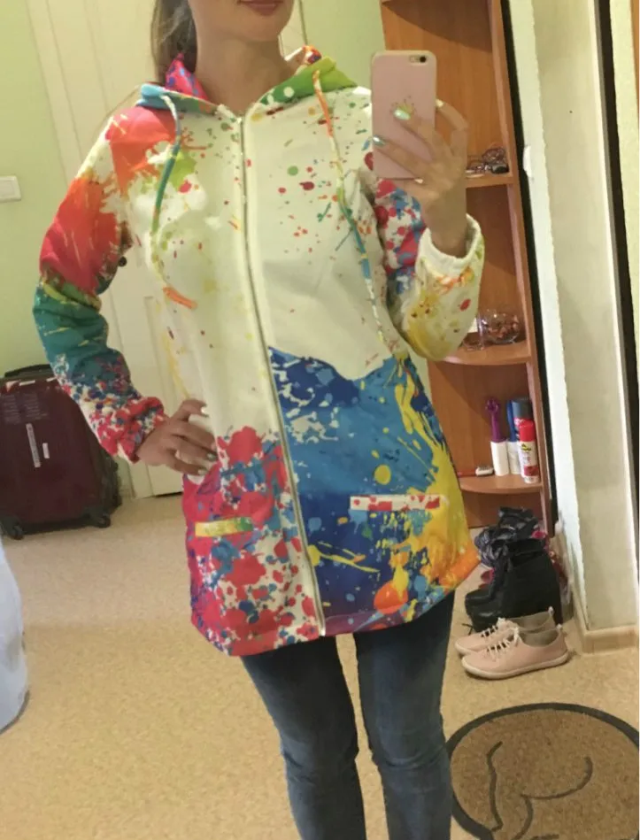 Женская куртка-бомбер с принтом пальто Повседневная ветровка тонкое весна-осень