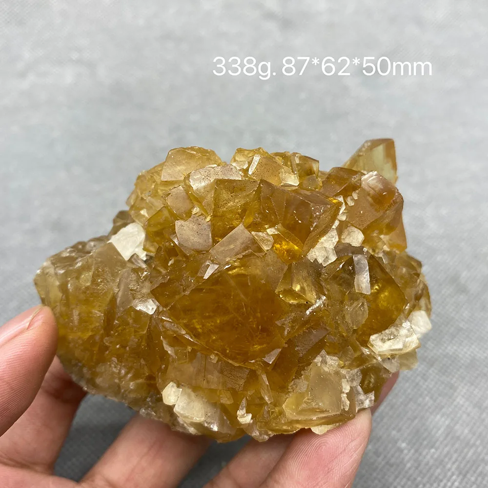 

Natural white fluorine aluminum gypsum and yellow fluorite symbiosis crystal free shipping