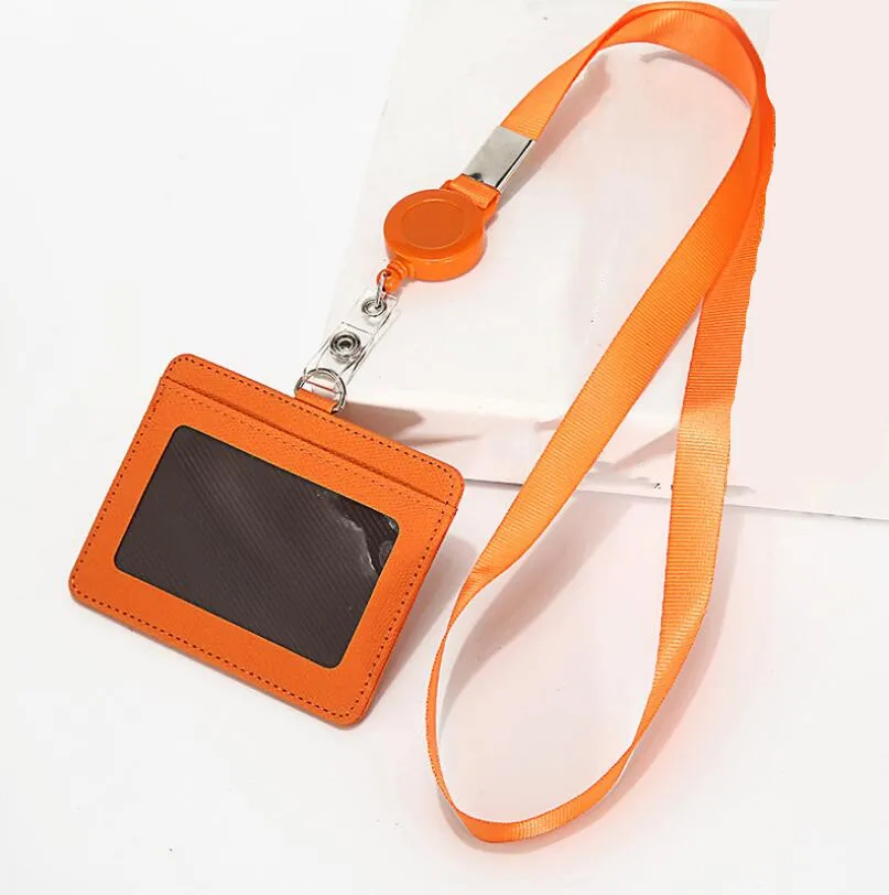 

Simple And Fashionable Business High-end PU Card ID Card Cover Box With Lanyard Brand Name Business Card Cover Company Office
