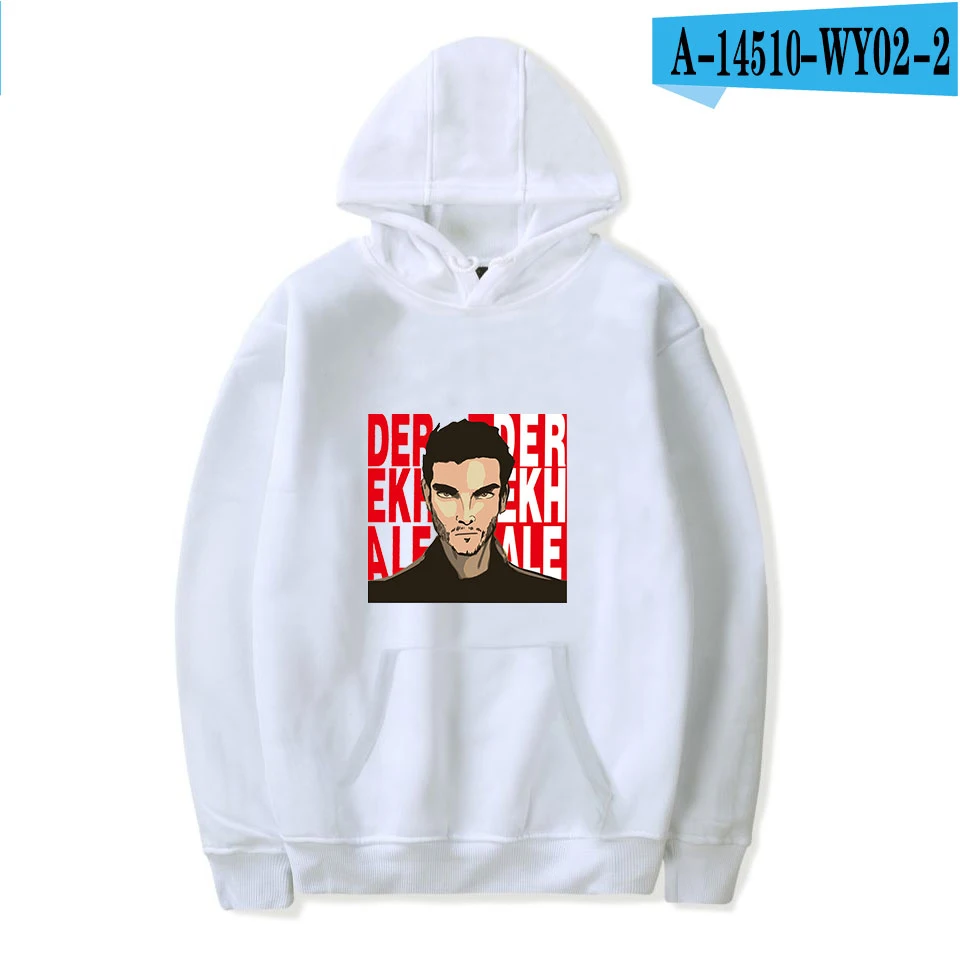 Derek hale толстовки для мужчин Новое поступление Толстовка Harajuku с капюшоном Красная толстовка ТВ серия подростковый волк персонаж печати Топы - Цвет: white