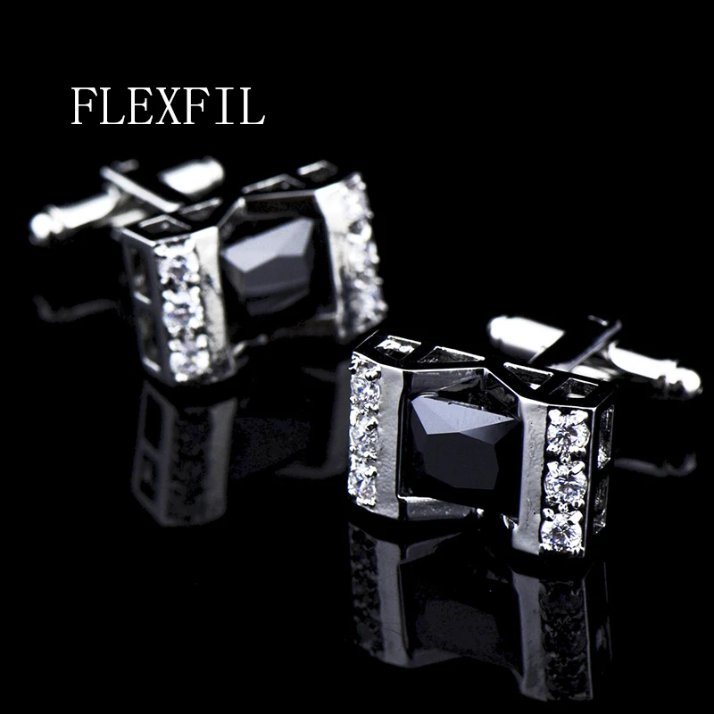 

FLEXFIL shirt cufflink for mens designer Crystal Cuff link Button male Fashion High Quality fashion Luxury Wedding free shipping