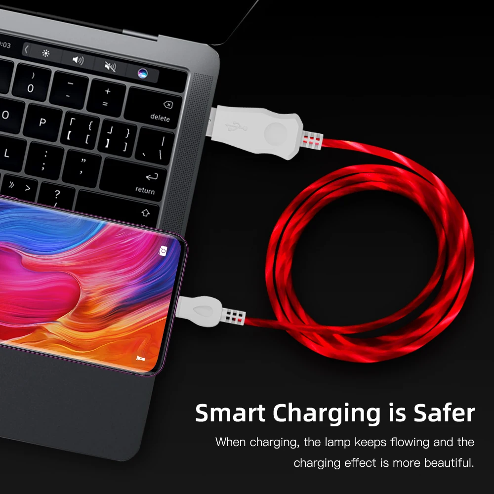 1 м usb type C Micro USB светящийся светодиодный кабель для зарядки samsung S9 светодиодный кабель для передачи данных для huawei P30 P20 Pro шнур для зарядки телефона