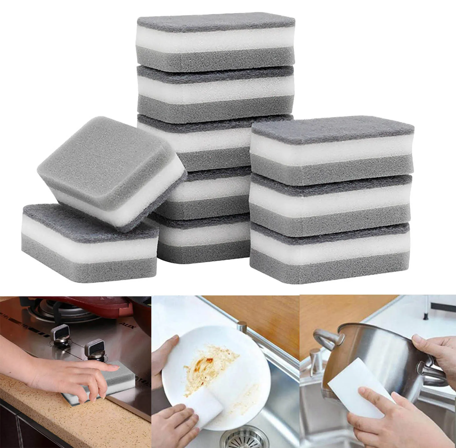 

5PC 3-layer right angle cleaning sponge Magic Sponge Eraser Cleaning Melamine Multi-functional Foam Cleaner
