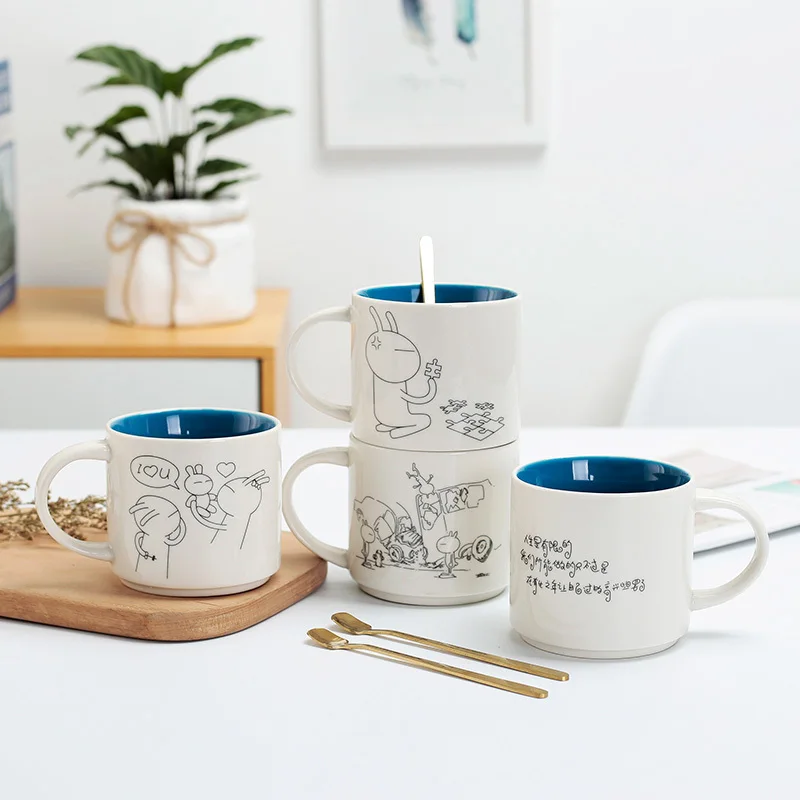 Большая емкость простая керамическая чашка кружка прямая цветная для глазури