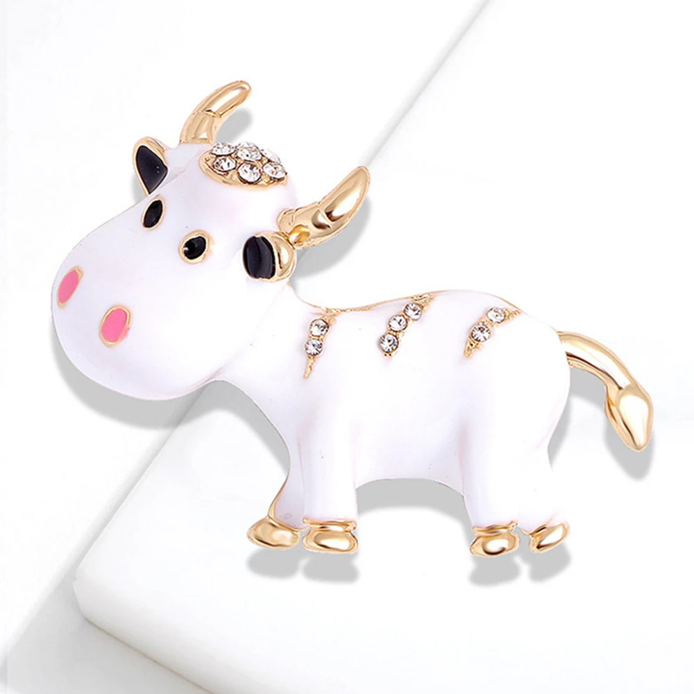 

1pc Enamel Lovely Cattle Brooches For Women 3-color Bull Ox Animal Party Casual Brooch Pins Gifts