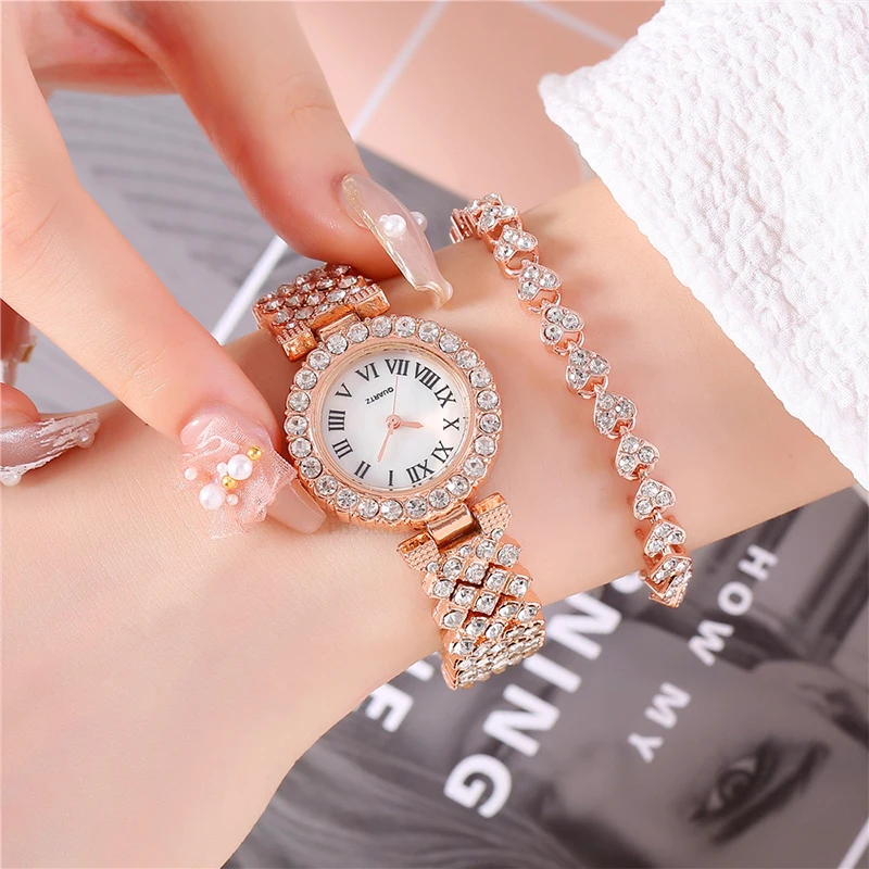 

New wish Korean version simple fashion net red ins watch women's Roman scale diamond inlaid temperament bracelet watch student