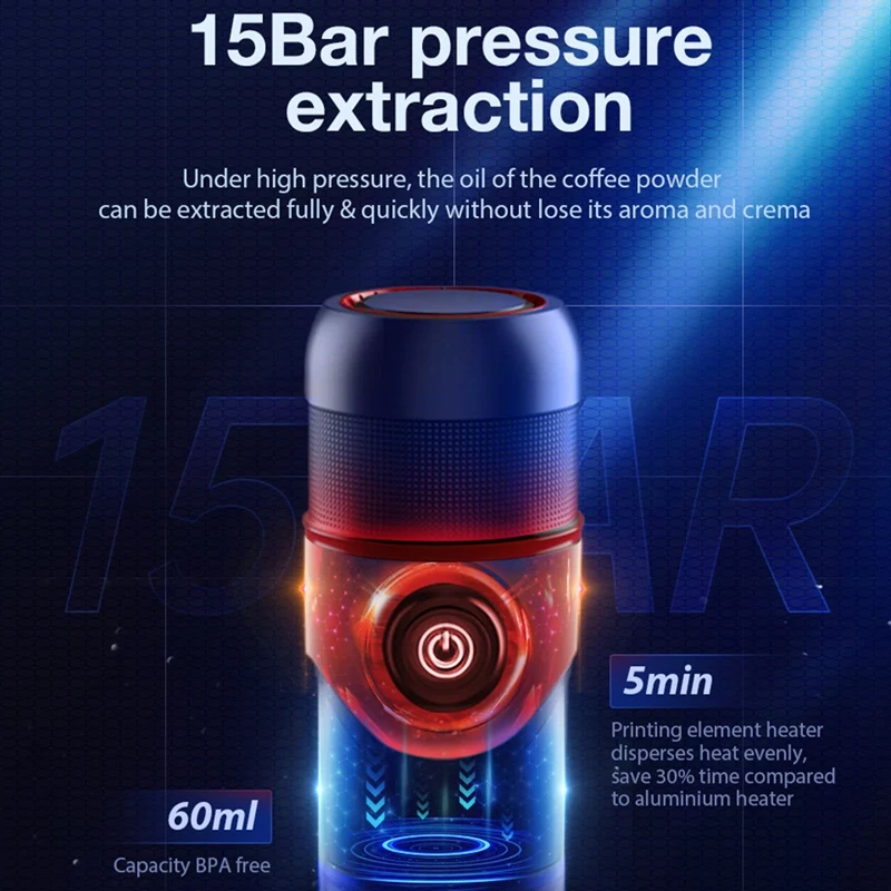 

12V 220V Portable Coffee Machine, for Car Home Travel Heating Coffee Cup 3 in 1 Multi-Function Espresso Maker, EU Plug