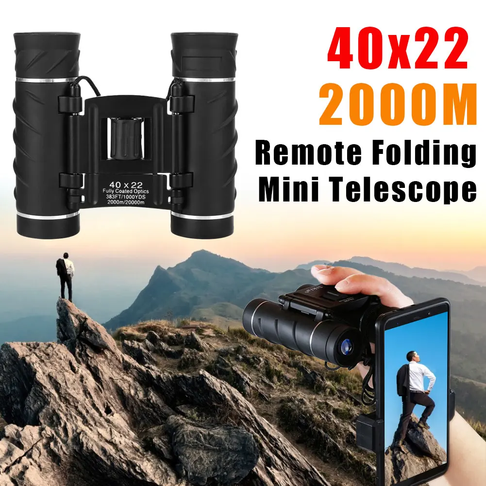 40x22 HD мощный бинокль 2000 м дальность складной мини телескоп для Охота Спорт на