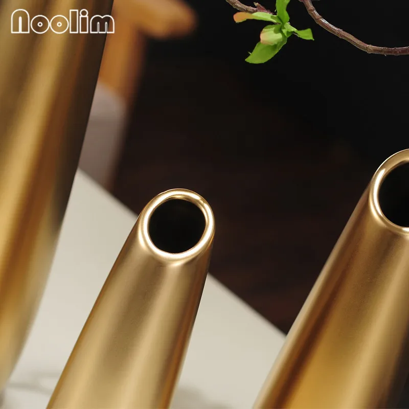 Скандинавская матовая Золотая и серебряная керамическая ваза для цветов