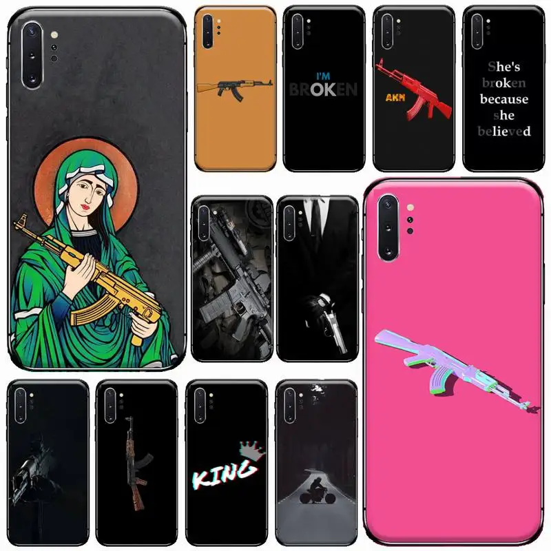 

AK-47 gun Phone Case For Samsung Galaxy S8 S9 S10 Plus S10E Note 3 4 5 6 7 8 9 10 Pro Lite cover