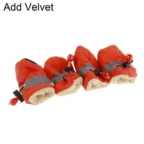 Orange Add Velvet Нескользящая Мягкая Водонепроницаемая Обувь для собак, щенков, носки, ботинки, покрытие для обуви, товары для домашних животных - Цвет: Orange Add Velvet