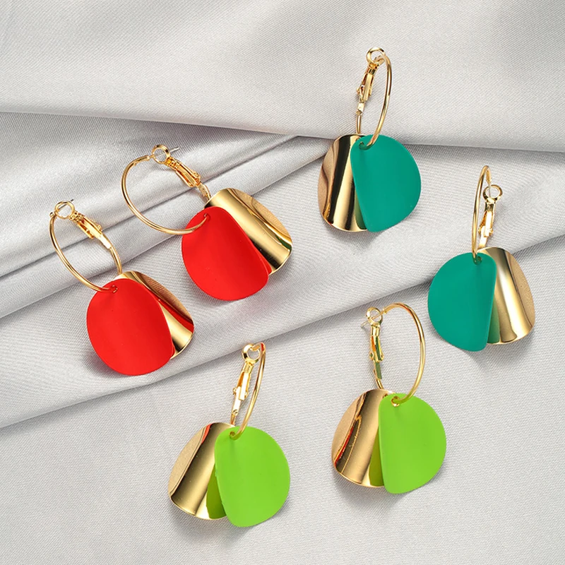 

2021 новые модные золотые и синие красные большие круглые серьги-подвески Висячие Современные геометрические украшения для женщин в подарок