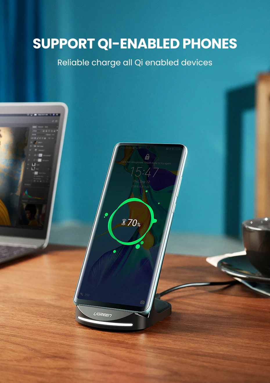 Ugreen Qi Беспроводное зарядное устройство подставка для iPhone 11 Pro X XS 8 XR samsung S9 S10 S8 S10E быстрая Беспроводная зарядная станция зарядное устройство для телефона