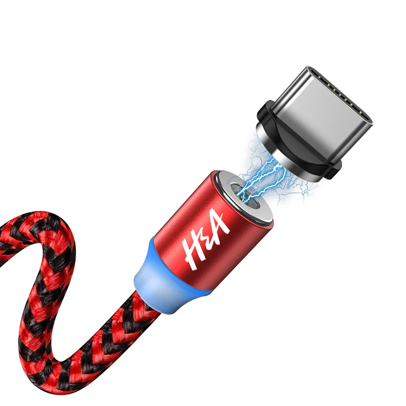 Red For Type C H& A Магнитный кабель для зарядки телефона Micro usb type C для iPhone кабель для освещения провод для быстрого заряда type-C samsung Магнитный кабель Redmi - Цвет: Red For Type C