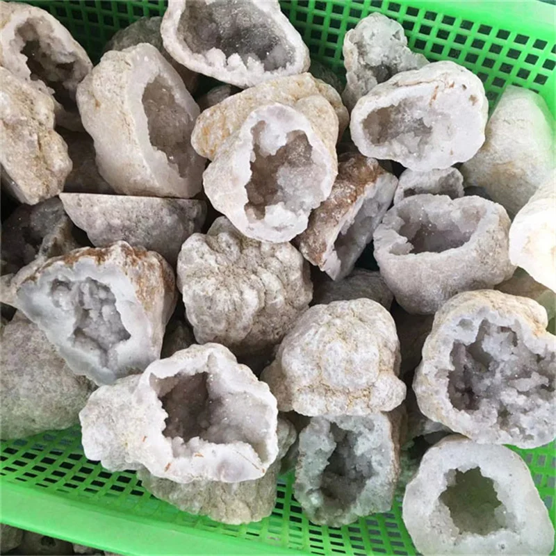 

Wholesale natural mineral specimen quartz crystal white agate geode cluster for healing decoration