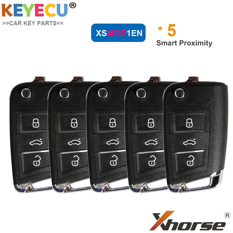 KEYECU 5 шт. XHORSE XSMQB1EN MQB Тип умный Бесконтактный универсальный дистанционный ключ 3 Btn
