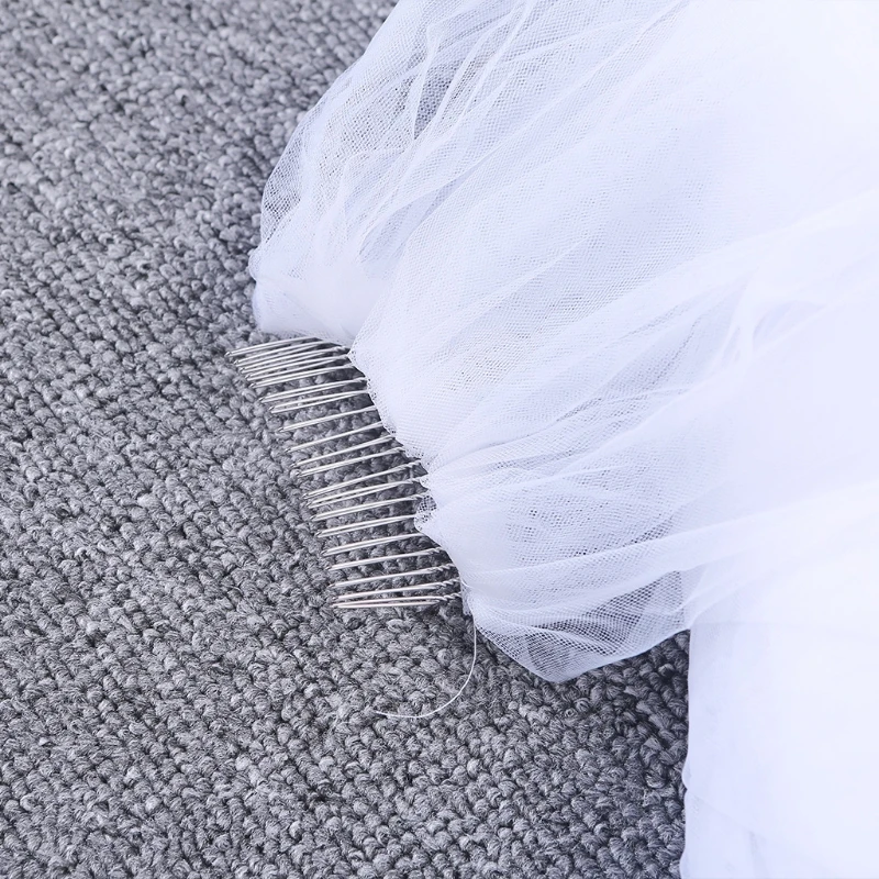 

T84B 1 Layer White Cathedral Length Lace Edge Bride Wedding Bridal Long Veil + Comb
