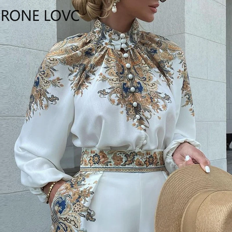 

Spring Floral Print Button Front Long Sleeve Top & Shorts Set Women Suit