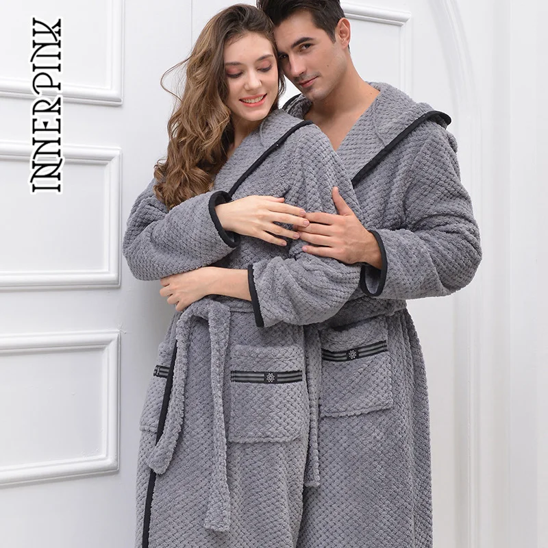 Внутренняя розовая Женская пижама банный халат зимняя фланелевая теплая