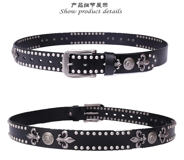 Ремень мужской с металлическими заклепками | Аксессуары для одежды