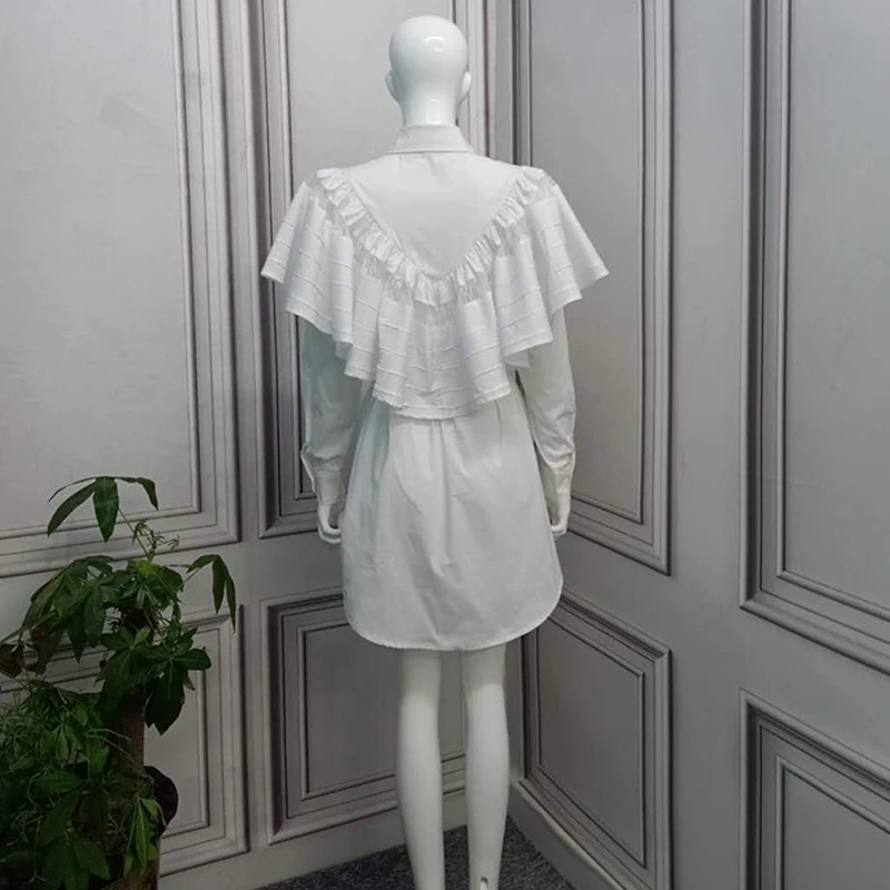 

LA.TENDRE Seo Yea Ji Same Women White Shirt Dress Korean Vintage Ruffle Dress Long Sleeve Elegant Dresses Vestidos 2020