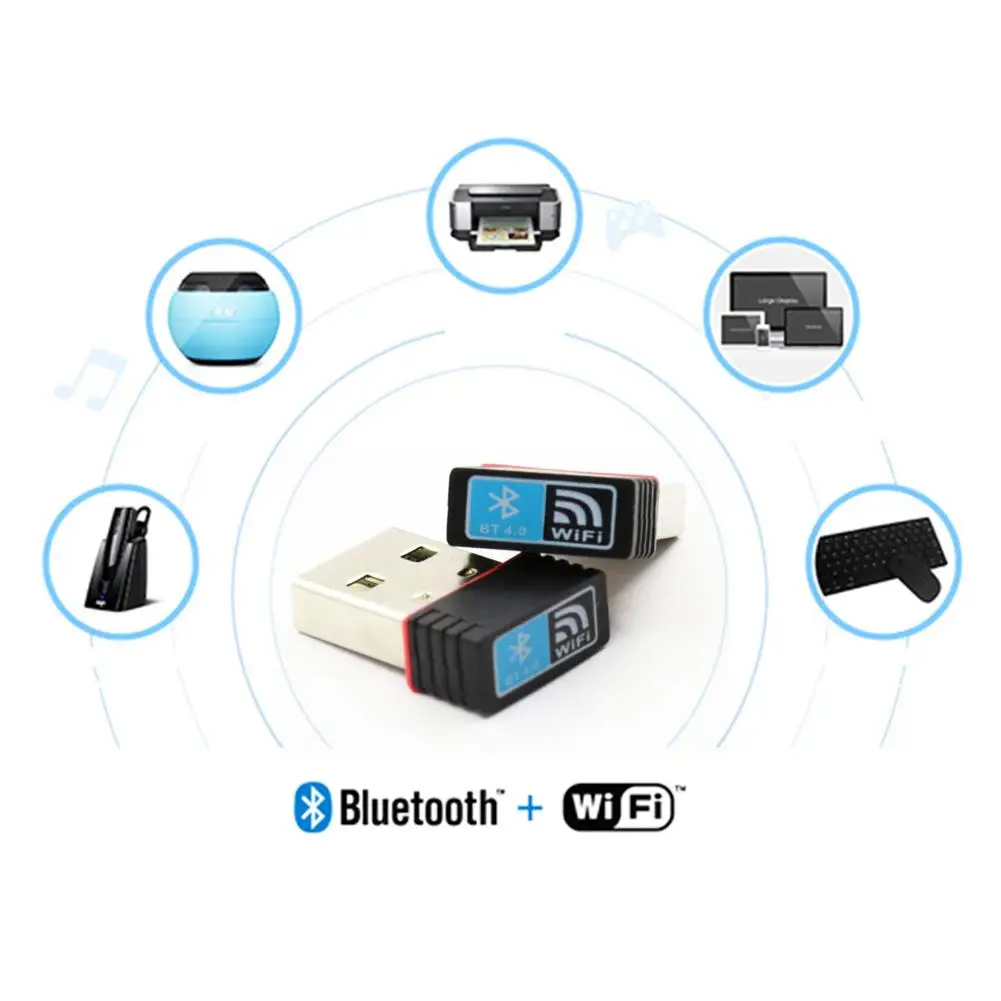 150 Мбит/с Мини USB адаптер Wi-Fi Bluetooth 4,0 Двойной Функция беспроводной адаптер Поддержка IEEE 802.11n/11g/11b Встроенная антенна