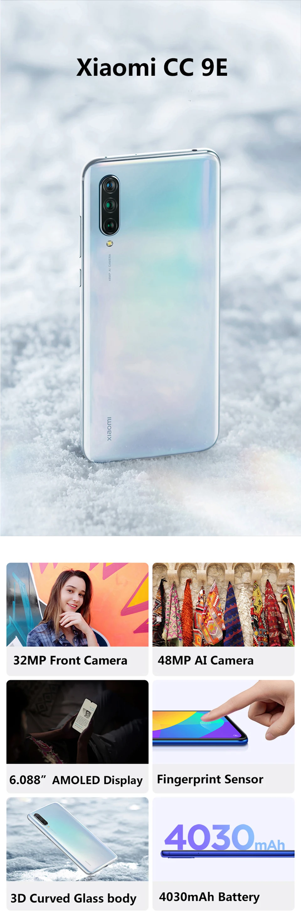 Мобильный телефон Xiaomi CC9E 4 Гб 64 Гб Snapdragon 665 AMOLED cc 9e 6,08" Восьмиядерный 48MP AI камера 4030 мАч 4G мобильный телефон