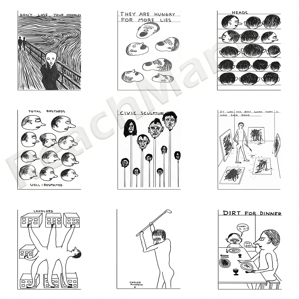 

David Shrigley posters, contemporary art quotes, interesting characters in life, living room decoration canvas printing gifts