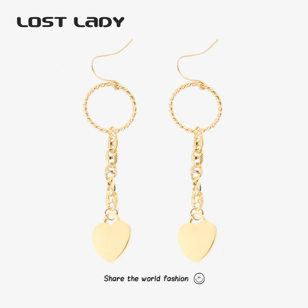 

Женские серьги-подвески в виде сердца из сплава