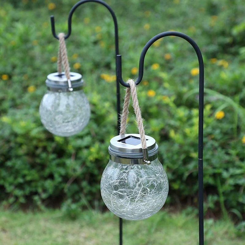 

LBER Black Shepherds Hook,39.4 Inch 6 Pack Crack Lamp Outdoor Hanging Lights for Garden Patio Pathway Deck Patio Lawn Decoration