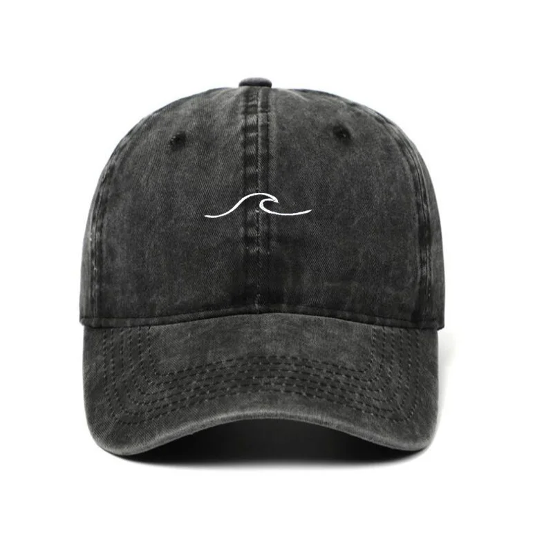 

wave washed dad hat cap embroidery wavy line baseball cap outdoor sports cotton snapbak hip hop cap men hiphop hat bone dropship