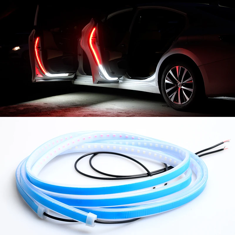 

Car Door Opening Warning LED Lights Welcome 120Cm Lamp Strips Anti Rear End Collision Safety Decorative Ambient Accessories 12V