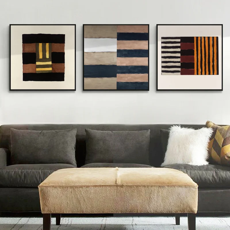 

Abstract Graffiti Texture Geometry Black Orange White Color Block Canvas Painting Wall Picture Poster For Living Room Decoration