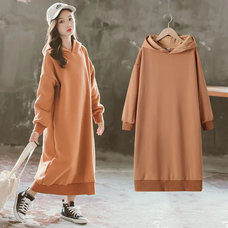 

Ankle Length Spring Autumn Tops Hoodies Girls Sweatshirts Jacket Coat Kids Overcoat Outwear Teenager High Quality