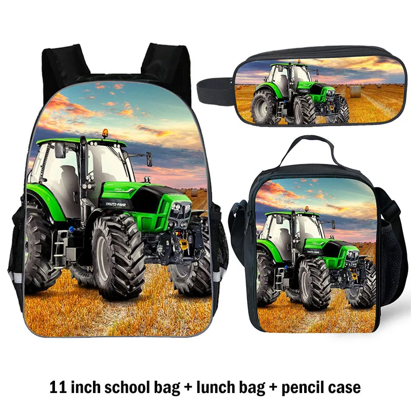11 inch 3pcs Детские школьные сумки для мальчиков/девочек трактор школьный 11/14/16/18 дюймов черный рюкзак комплект модной детской одежды; комплект школьные ранцы - Цвет: 11 inch 3pcs
